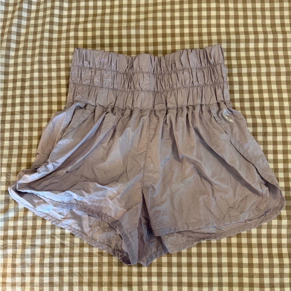 FP Movement by Free People Smocked High-Waist Lilac Athletic Shorts